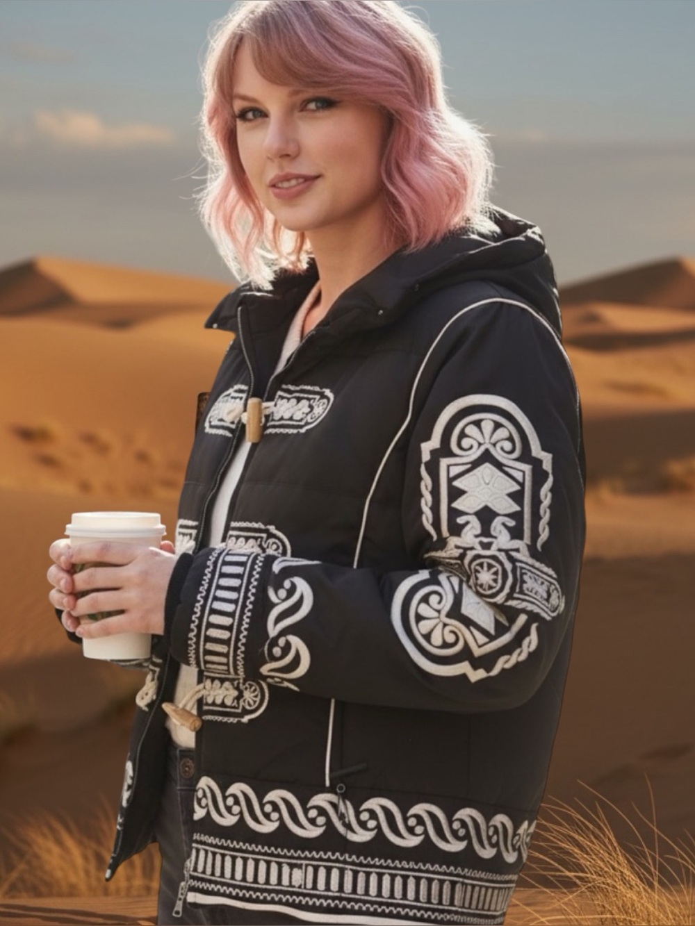 Bogner Brown  Ski Jacket with Ivory Bavarian Style Embroidered Detailing